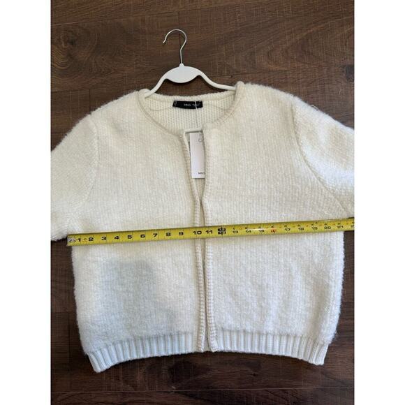 Mango CONTRAST TRIMS CARDIGAN Alpaca-blend Ivory Hook Women’s XXL NEW - Picture 7 of 7